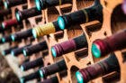 Dusty bottles in a wine cellar